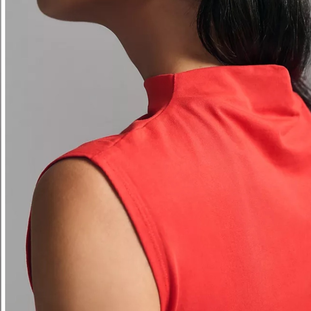 Maeve Anthropologie Mock-Neck Shell Tank Blouse Top in Tomato Size XL - Picture 4 of 7